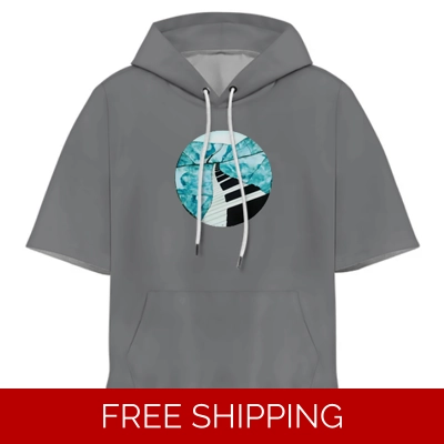 3D Short Sleeve Hooded Le Studio Piano Window